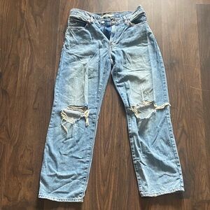Levi's Blue Distressed Wide Leg Jeans